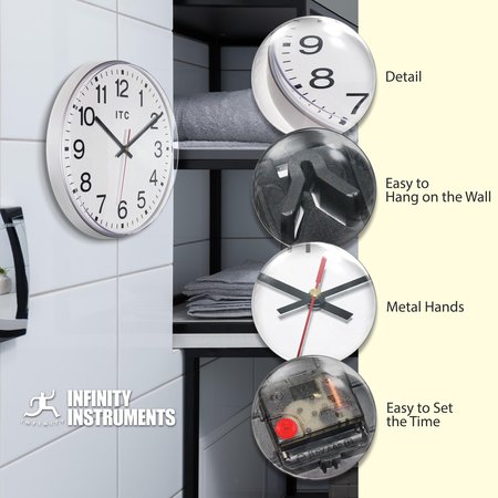 Infinity Instruments Prosaic 12 in. Business Clock, Silver 14529SV-830